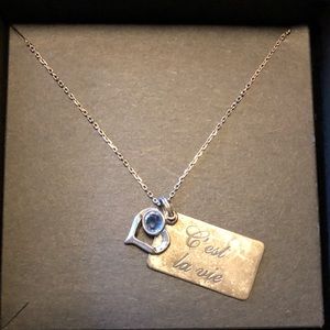 Distressed Silver “C’est La Vie” Necklace